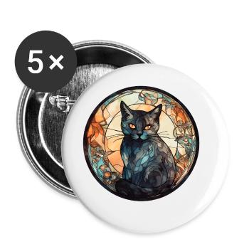 Cymric Cat Breed Aquarelle Verre - Lot de 5 grands badges (56 mm) - blanc - Devant