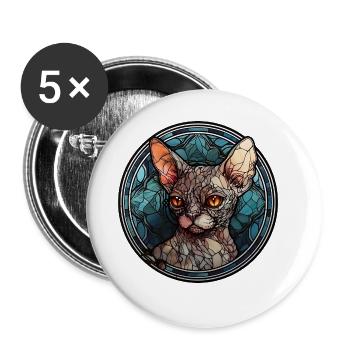 Devon Rex Cat Breed Watercolor Glass - Buttons large 2.2''/56 mm (5-pack) - white - Front