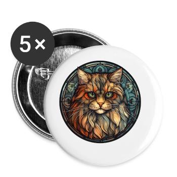 Britisch Langhaar Katzenrasse Aquarellglas - Buttons groß 56 mm (5er Pack) - Weiß - Vorne