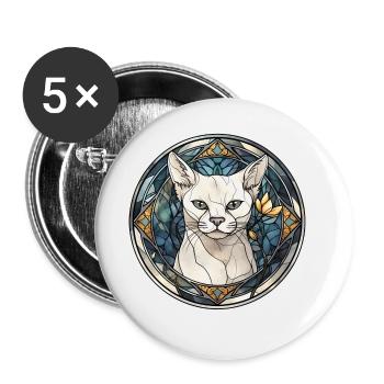 Burmilla Katzenrasse Aquarellglas - Buttons groß 56 mm (5er Pack) - Weiß - Vorne