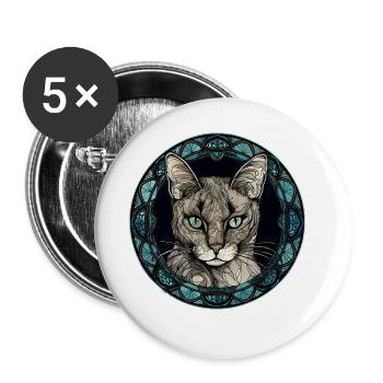 Javanische Katzenrasse Aquarellglas - Buttons groß 56 mm (5er Pack) - Weiß - Vorne