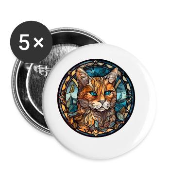Havanna Braune Katzenrasse Aquarellglas - Buttons groß 56 mm (5er Pack) - Weiß - Vorne