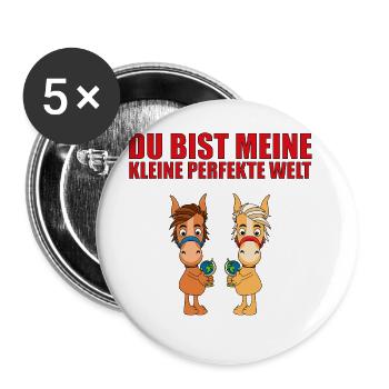 PFERDE - WELT - LIEBE - Buttons groß 56 mm (5er Pack) - Weiß - Vorne