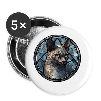 Korat Cat Breed Aquarelle Verre - Lot de 5 grands badges (56 mm) - blanc - Devant