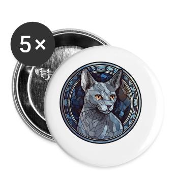 Korat Cat Breed Aquarelle Verre - Lot de 5 grands badges (56 mm) - blanc - Devant
