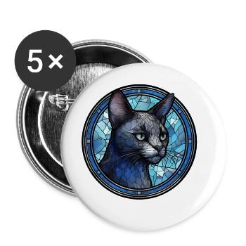 Korat Cat Breed Aquarelle Verre - Lot de 5 grands badges (56 mm) - blanc - Devant
