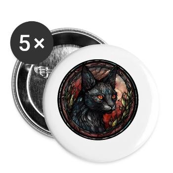 Lykoi Cat Breed Aquarelle Verre - Lot de 5 grands badges (56 mm) - blanc - Devant