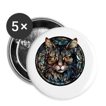 Minskin Katzenrasse Aquarellglas - Buttons groß 56 mm (5er Pack) - Weiß - Vorne