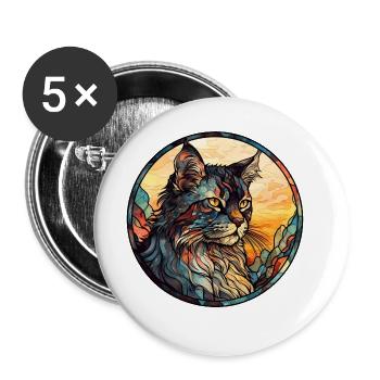 Laperm Cat Breed Aquarelle Verre - Lot de 5 grands badges (56 mm) - blanc - Devant