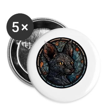 Lykoi Cat Breed Aquarelle Verre - Lot de 5 grands badges (56 mm) - blanc - Devant
