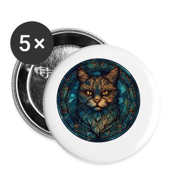 Manx Cat Breed Aquarelle Verre - Lot de 5 grands badges (56 mm) - blanc - Devant
