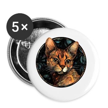Ocicat Katzenrasse Aquarellglas - Buttons groß 56 mm (5er Pack) - Weiß - Vorne