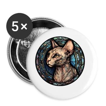 Peterbald Cat Breed Aquarelle Verre - Lot de 5 grands badges (56 mm) - blanc - Devant