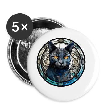Russian Blue Cat Breed Watercolor Glass - Buttons large 2.2''/56 mm (5-pack) - white - Front
