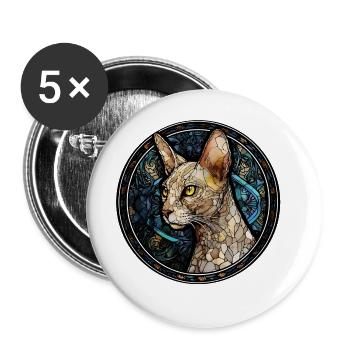 Peterbald Cat Breed Aquarelle Verre - Lot de 5 grands badges (56 mm) - blanc - Devant