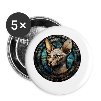 Peterbald Cat Breed Aquarelle Verre - Lot de 5 grands badges (56 mm) - blanc - Devant