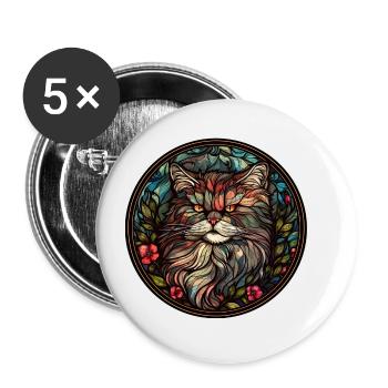 Ragamuffin Cat Breed Aquarelle Verre - Lot de 5 grands badges (56 mm) - blanc - Devant