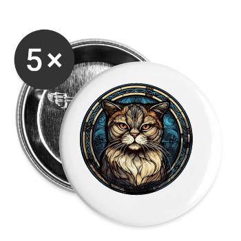 Scottish Fold Katzenrasse Aquarellglas - Buttons groß 56 mm (5er Pack) - Weiß - Vorne