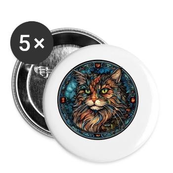 Ragamuffin Cat Breed Aquarelle Verre - Lot de 5 grands badges (56 mm) - blanc - Devant