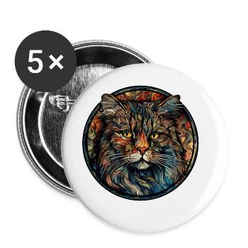Ragamuffin Cat Breed Aquarelle Verre - Lot de 5 grands badges (56 mm) - blanc - Devant