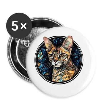 Ocicat Katzenrasse Aquarellglas - Buttons groß 56 mm (5er Pack) - Weiß - Vorne
