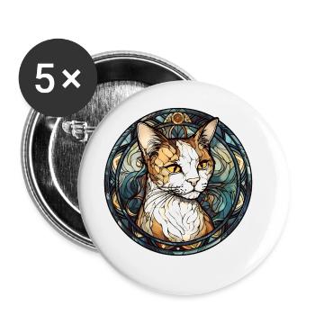 Singapura Katzenrasse Aquarell Glasmalerei - Buttons groß 56 mm (5er Pack) - Weiß - Vorne