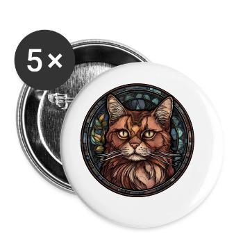 York Schokolade Katzenrasse Aquarell Glasmalerei - Buttons groß 56 mm (5er Pack) - Weiß - Vorne