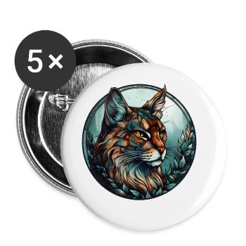 Sokoke Katzenrasse Aquarell Glasmalerei - Buttons groß 56 mm (5er Pack) - Weiß - Vorne