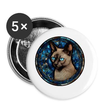 Tonkinesische Katzenrasse Aquarell Glasmalerei - Buttons groß 56 mm (5er Pack) - Weiß - Vorne