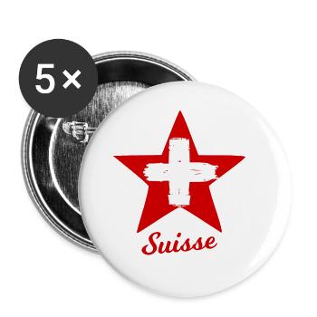 Les stars suisses - Lot de 5 grands badges (56 mm) - blanc - Devant