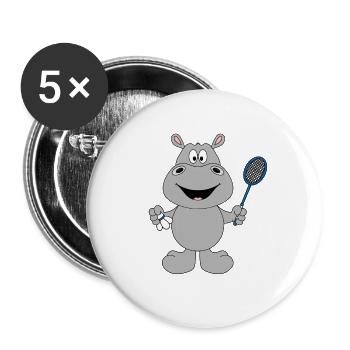 NILPFERD - HIPPO - Buttons groß 56 mm (5er Pack) - Weiß - Vorne