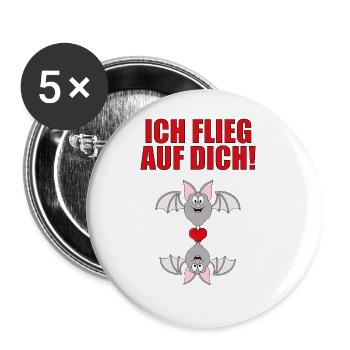 FLEDERMAUS - FLEDERMÄUSE - Buttons groß 56 mm (5er Pack) - Weiß - Vorne