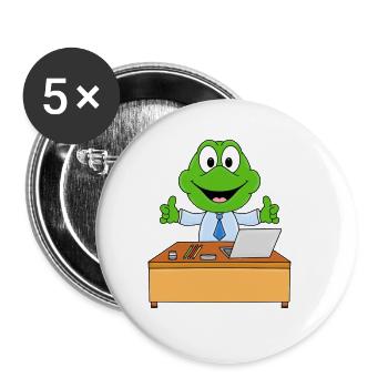 FROSCH - ARBEIT - BÜRO - CHEF - MITARBEITER - TIER - Buttons groß 56 mm (5er Pack) - Weiß - Vorne