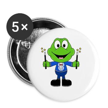 ZAUBERN - ZAUBERER - MAGIE - FROSCH - TIER - Buttons groß 56 mm (5er Pack) - Weiß - Vorne