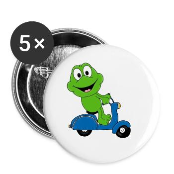 ROLLER - FROSCH - TIER - TIERISCH - TIERE - Buttons groß 56 mm (5er Pack) - Weiß - Vorne