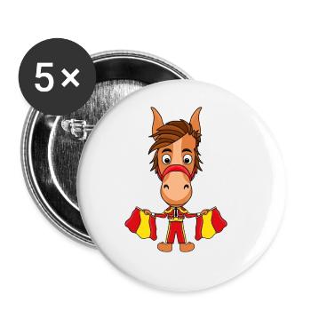 PFERD - PFERDE - PONY - PONYS - Buttons groß 56 mm (5er Pack) - Weiß - Vorne