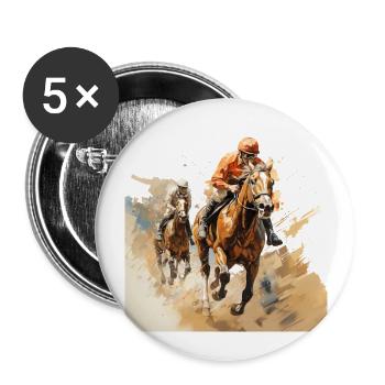 Pferderennen ist eine eigene Welt - Buttons groß 56 mm (5er Pack) - Weiß - Vorne