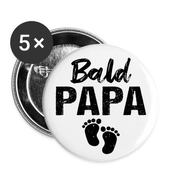 Bald Papa - Buttons groß 56 mm (5er Pack) - Weiß - Vorne