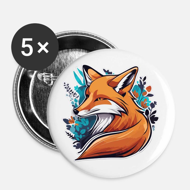 Fox Sticker Design - Buttons large 2.2''/56 mm (5-pack) - white