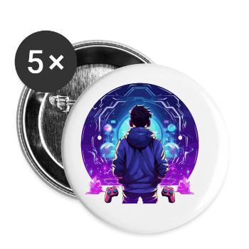 Gaming ist mein Leben - Buttons groß 56 mm (5er Pack) - Weiß - Vorne