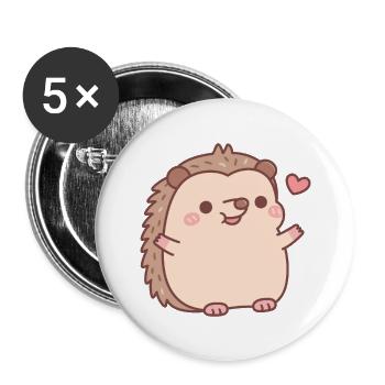 Mignon Happy Little Hedgehog - Lot de 5 grands badges (56 mm) - blanc - Devant