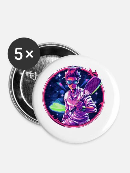 Tennis - Buttons groß 56 mm (5er Pack) - Weiß