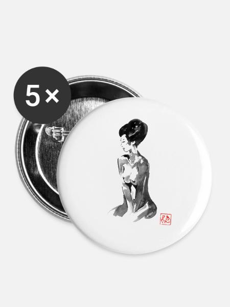 Nackte Geisha - Buttons groß 56 mm (5er Pack) - Weiß