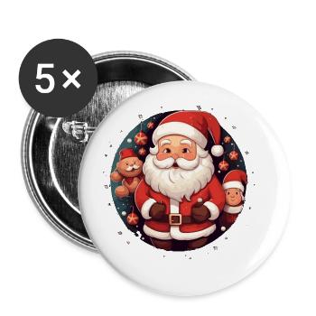 Funny Santa Claus for Christmas - Buttons large 2.2''/56 mm (5-pack) - white - Front