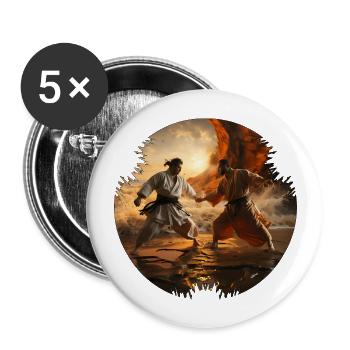 Les combattants de karaté sont en bonne forme physique - Lot de 5 grands badges (56 mm) - blanc - Devant