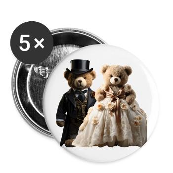Deux jeunes mariés heureux - Lot de 5 grands badges (56 mm) - blanc - Devant