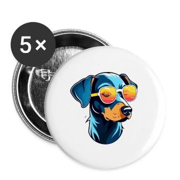 Doberman Dog Drawing - Buttons large 2.2''/56 mm (5-pack) - white - Front