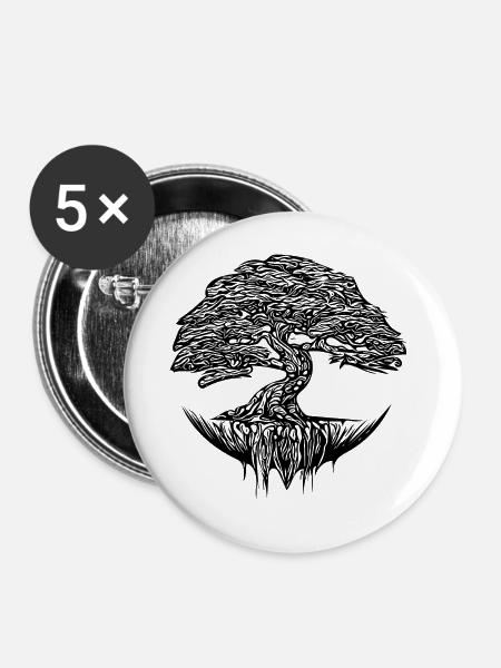 Eleganter Bonsai Baum - Buttons groß 56 mm (5er Pack) - Weiß