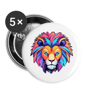 Lion Drawing - Buttons large 2.2''/56 mm (5-pack) - white - Front