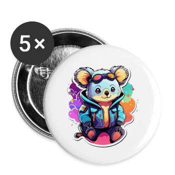 Koala Drawing - Buttons large 2.2''/56 mm (5-pack) - white - Front